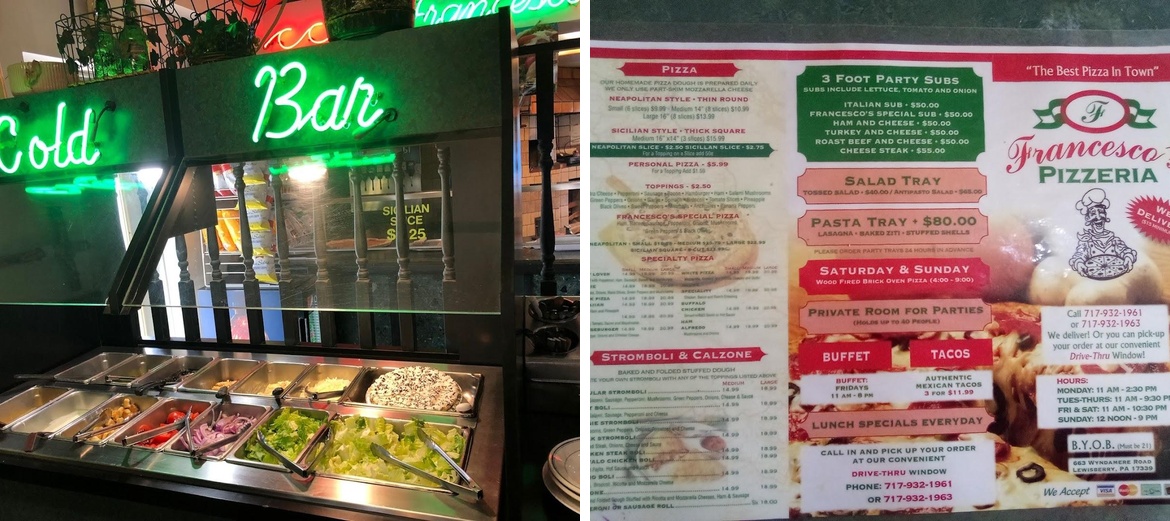 Francesco's Pizzeria Menu