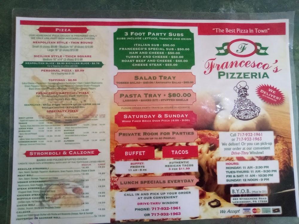 Francesco's Pizzeria Menu image 1